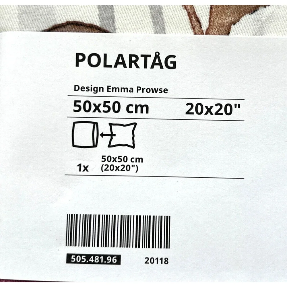2- IKEA POLARTÅG Brushed Cotton Pillow Cushion Cover 20x20 Zip Floral Watercolor